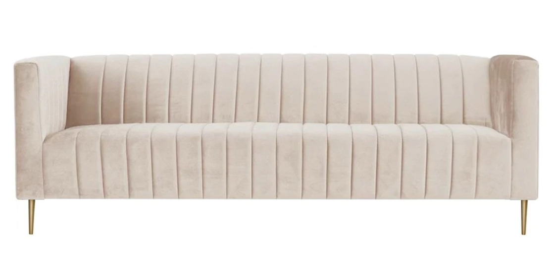 Beige Dreisitzer Sofa Stoff Polster Wohnzimmer Design Couchen Sofas Neu Modern
