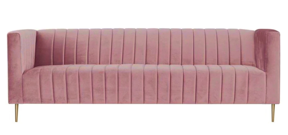 Rosa Dreisitzer Stoff Wohnzimmer Design Couchen Polster Sofa Sofas Moderne Möbel