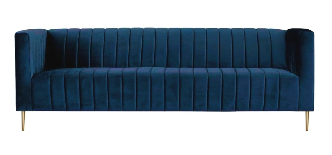 Dreisitzer Blau Sofa Stoff Wohnzimmer Design Couchen Polster xxl big Sofas neu
