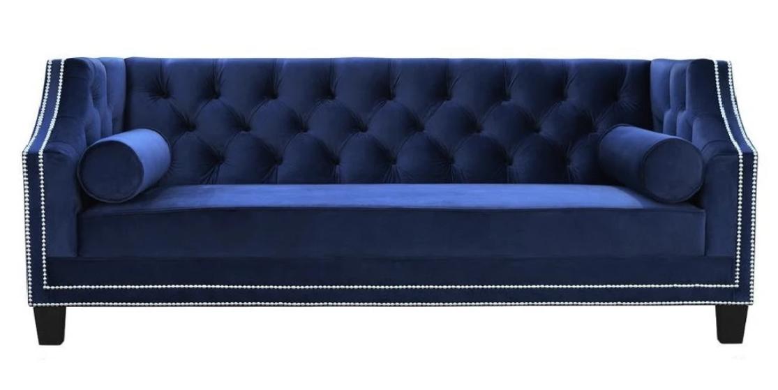 Blau Chesterfield Blauer 2 Sitzer Textil Stoff Kreative Möbel Sofa Modern Design