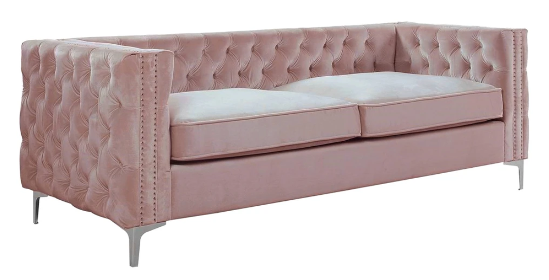 Chesterfield Sofa Rosa Wohnzimmer Textil Stoff Couchen Altrosa Möbel 3 sitzer