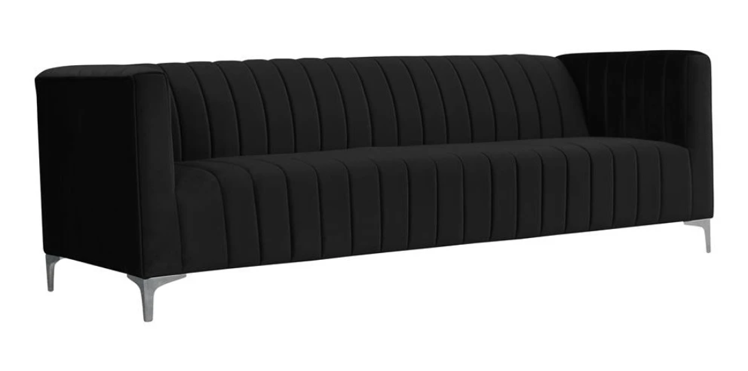 Stoff Wohnzimmer Design Couchen Polster Sofa Sofas Schwarze Dreisitzer Schwarz