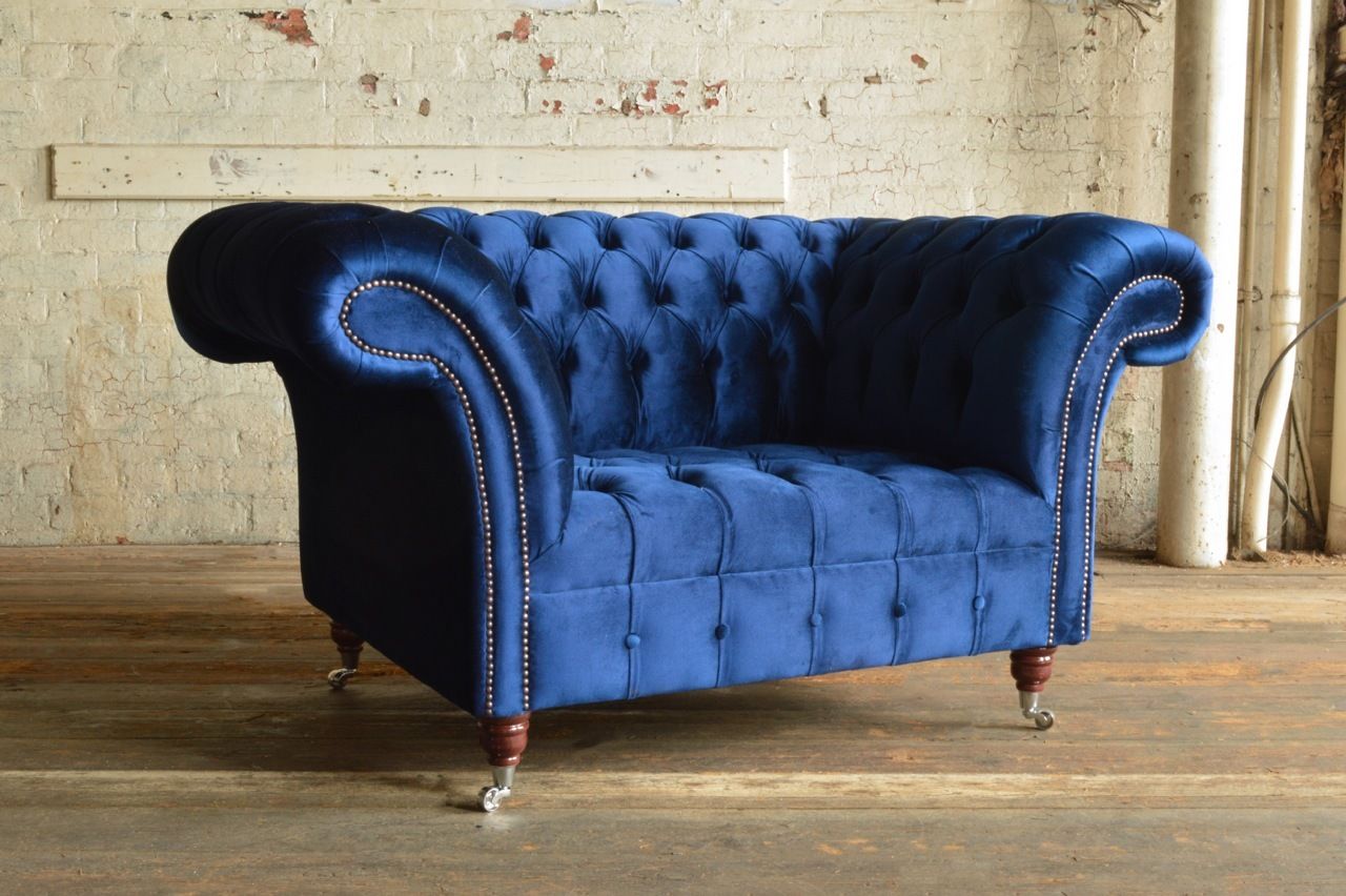 Chesterfield Design Polster Sessel Fernseh Couch 1 Sitzer Garnitur Textil 372