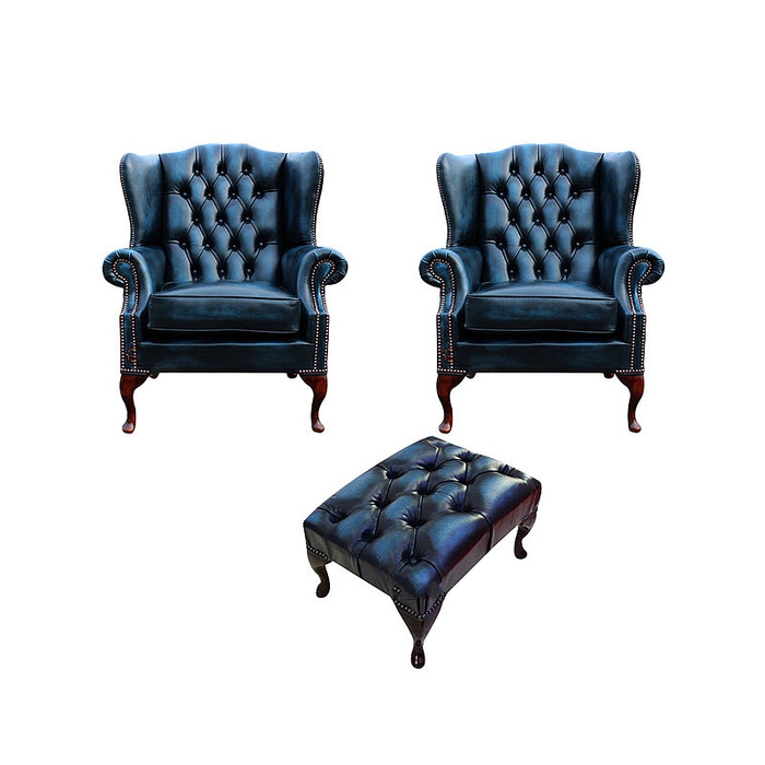 2x Ohrensessel Sofa Fernseh 1 Sitzer Couch Polster Set Garnitur Neu Chesterfield