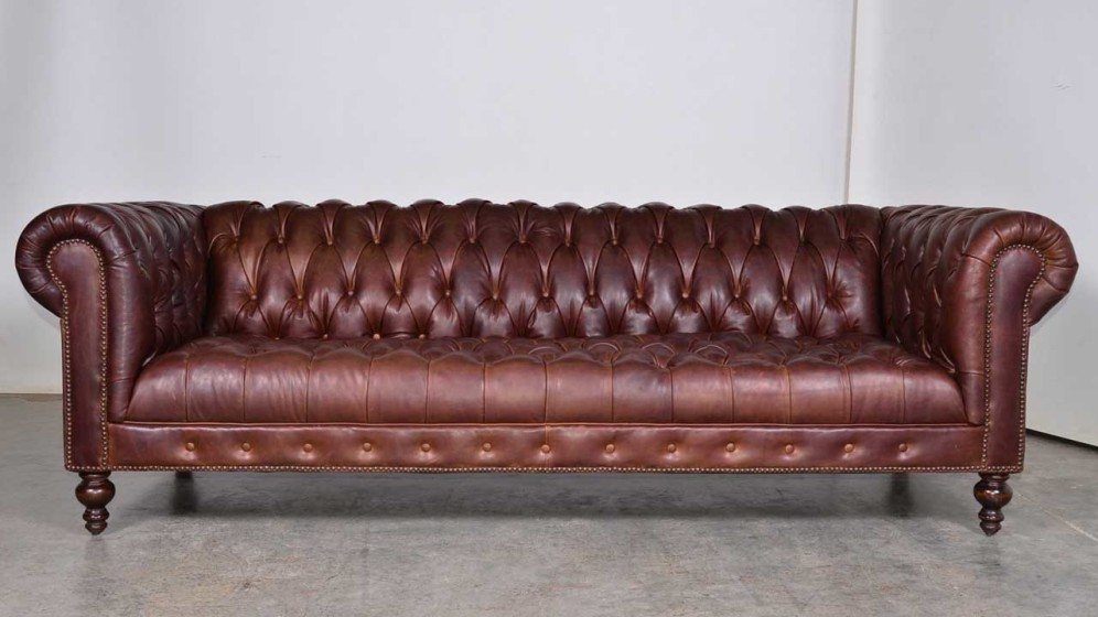 XXL Big Sofa Couch Chesterfield 240cm Polster Sofas 4 Sitzer Leder Vintage #266