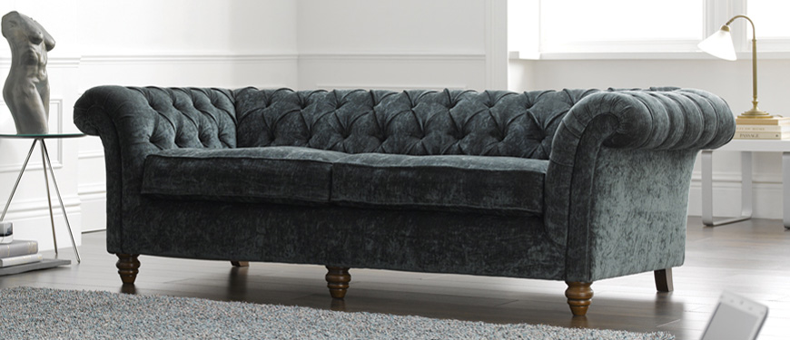Chesterfield Design Polster Couch Leder Sofa Garnitur Luxus Textil Sofas #163