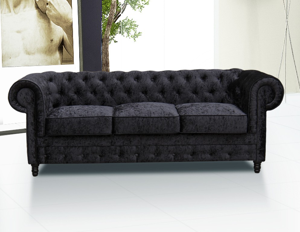 Chesterfield Design Polster Couch Leder Sofa Garnitur Luxus Textil Sofas #138