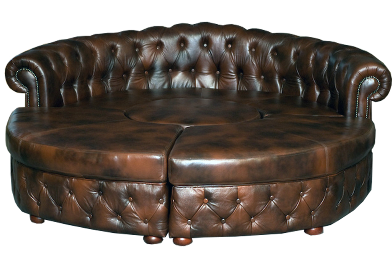Chesterfield Rundsofa Ledersofa Runde Sofa XXL Wohnlandschaft Eckcouch Ecksofa