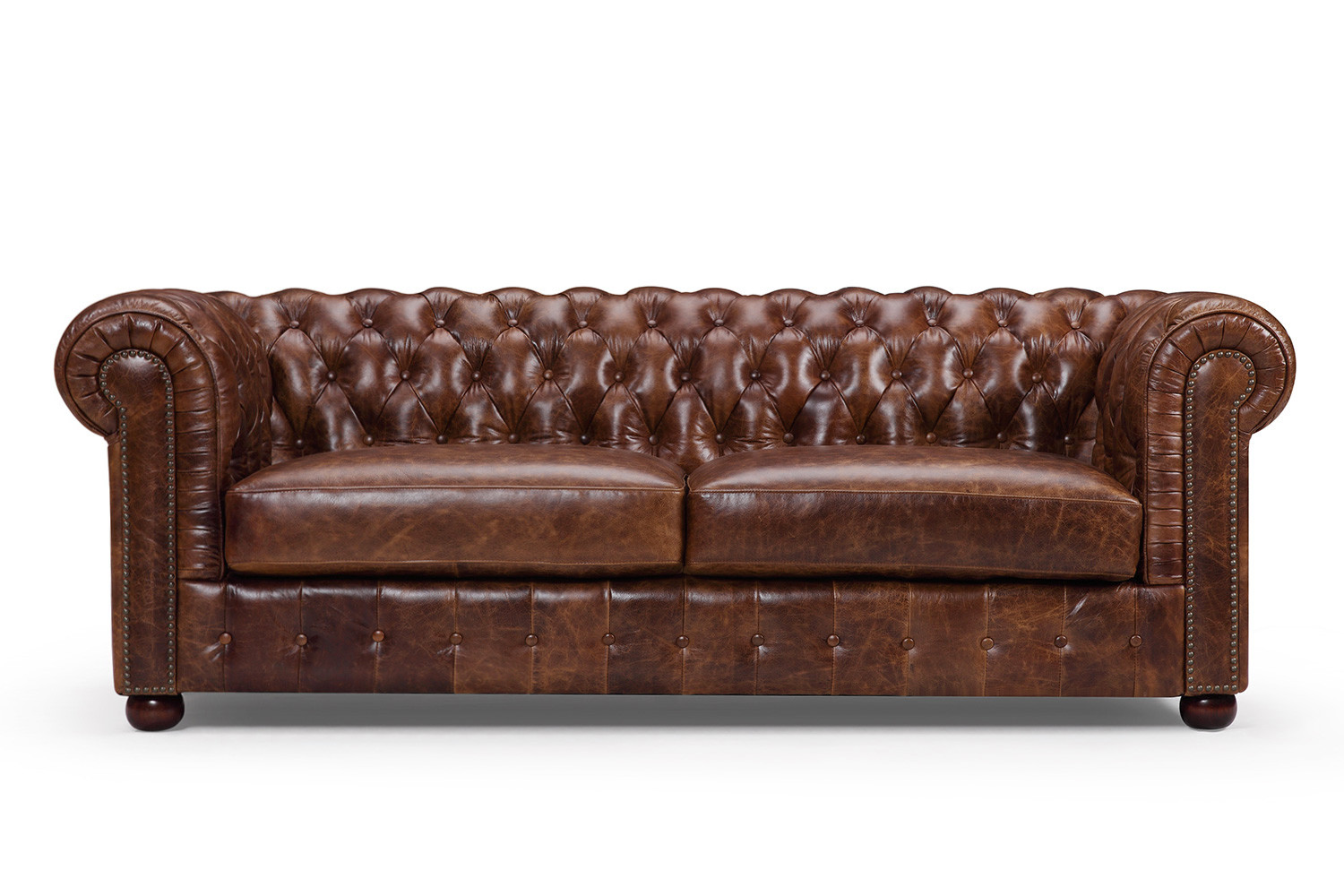 Chesterfield Sofa Couch 3 Sitz Polster Garnitur Ledersofa Old Style Vollleder