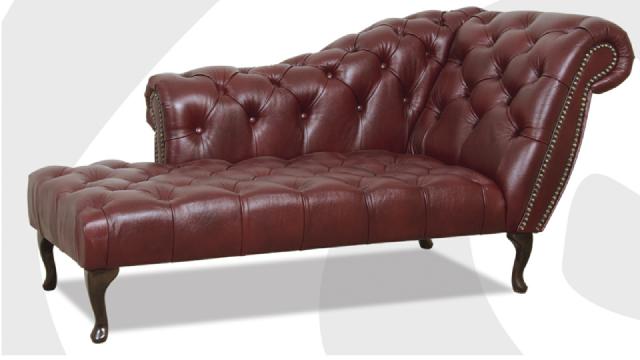 Chesterfield Chaiselongues Liege Ottomane Sofa Echtes Leder Relax Chaise Neu