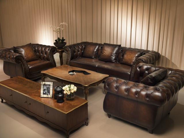 Chesterfield Polster Sofagarnitur Antik Stil Sofa Polster 3+1+1 Set A911 Couch