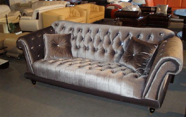 Extra Klasse Chesterfield Textil Samt Polster Couch Sofa Sitz Garnitur QUALITÄT!