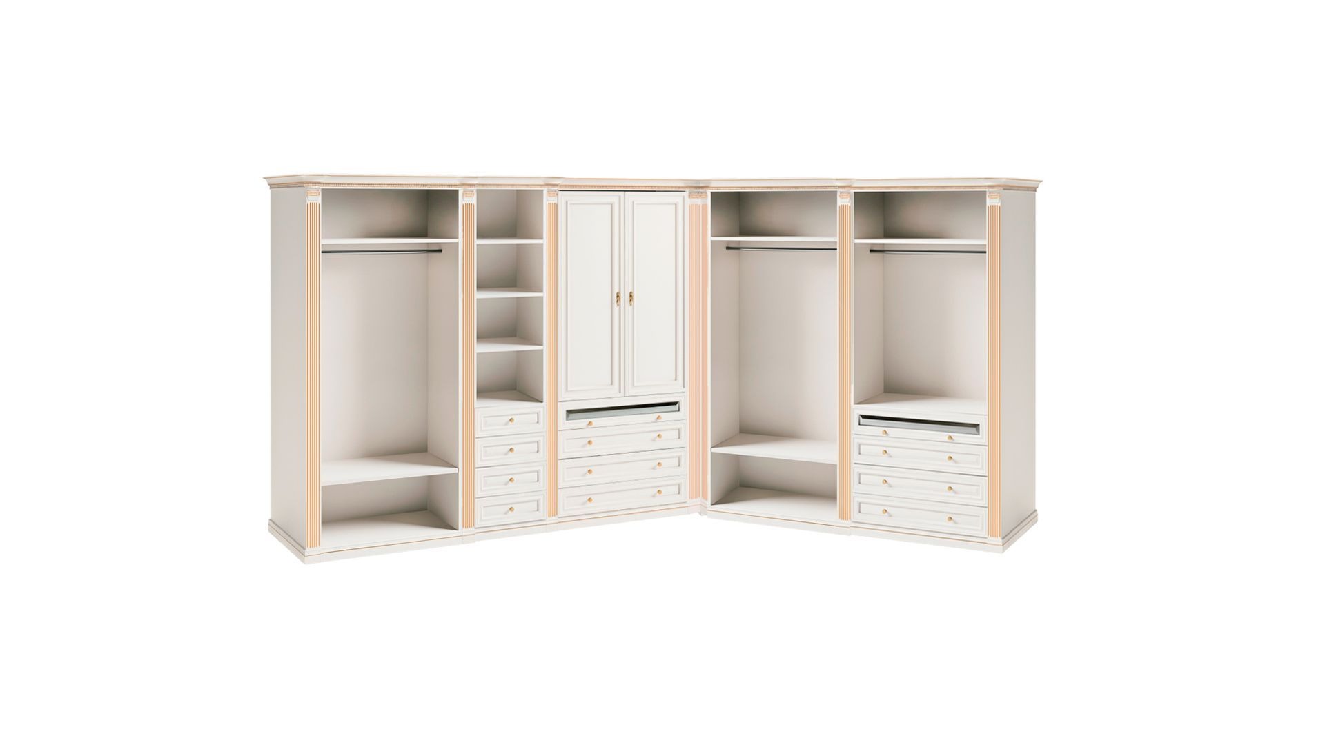 Weiße Stilvolle Kleiderschränke Schlafzimmer Luxus Holz Möbel Eckschrank
