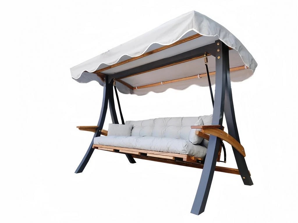 Schwarz Garten Möbel Robuste Gartenschaukel 210 cm Edle Gartenpendelbank Neu