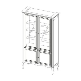 Schrank Klassische Vitrine Vitrinenschrank Massivholz Echtholz - Model PR-W2