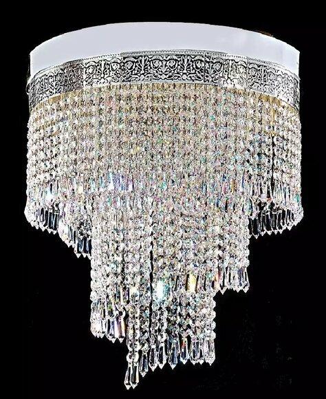 Lüster Deckenleuchter Silber Kronleuchter Deckenlampe Kristall 40x70cm Sofort
