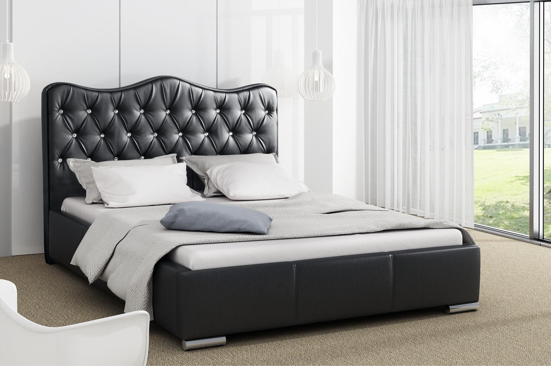Bettrahmen Betten Ehebett Modern Bett Kunstleder Polsterbett Doppelbett Schwarz Sofort
