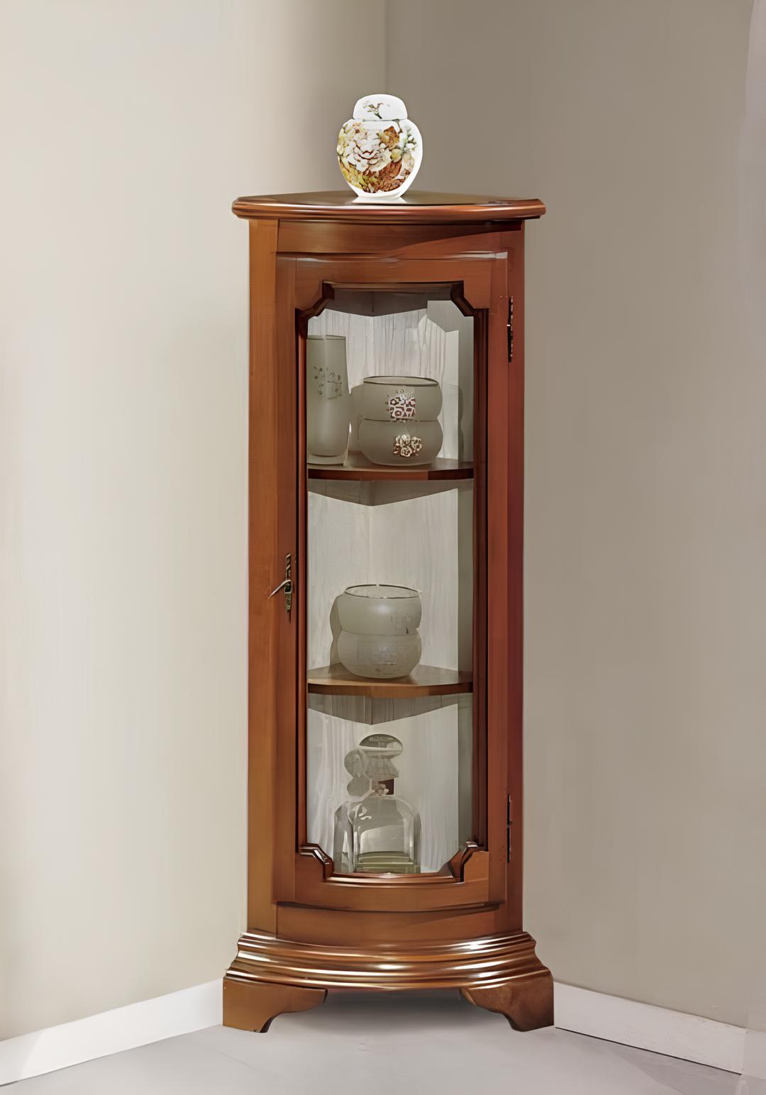 Klassische Eck Vitrine Glas Schrank Wohnzimmer Schaufenster Luxus Braun Vitrinen Sofort