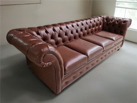 4-Sitzer-Sofa aus Kunstleder für das Wohnzimmer in Braun Sofort