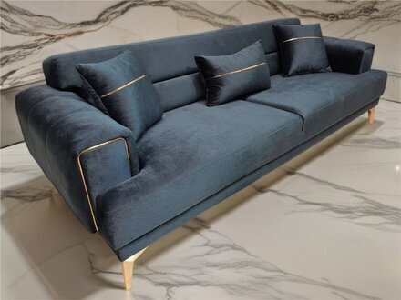 Blaugrün Sofa 3-Sitzer Samt Modern Design Luxus Sofort