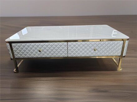 Platte Beistelltisch Wohnzimmertisch Sofatisch Hochglanz Metall Kunstlederbezug Sofort