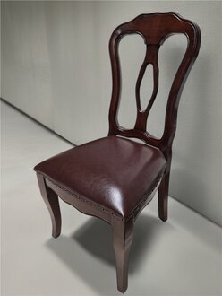 Esszimmerstuhl Stuhl aus Naturholz Kunstleder Polsterung Bordeauxbraun Sofort