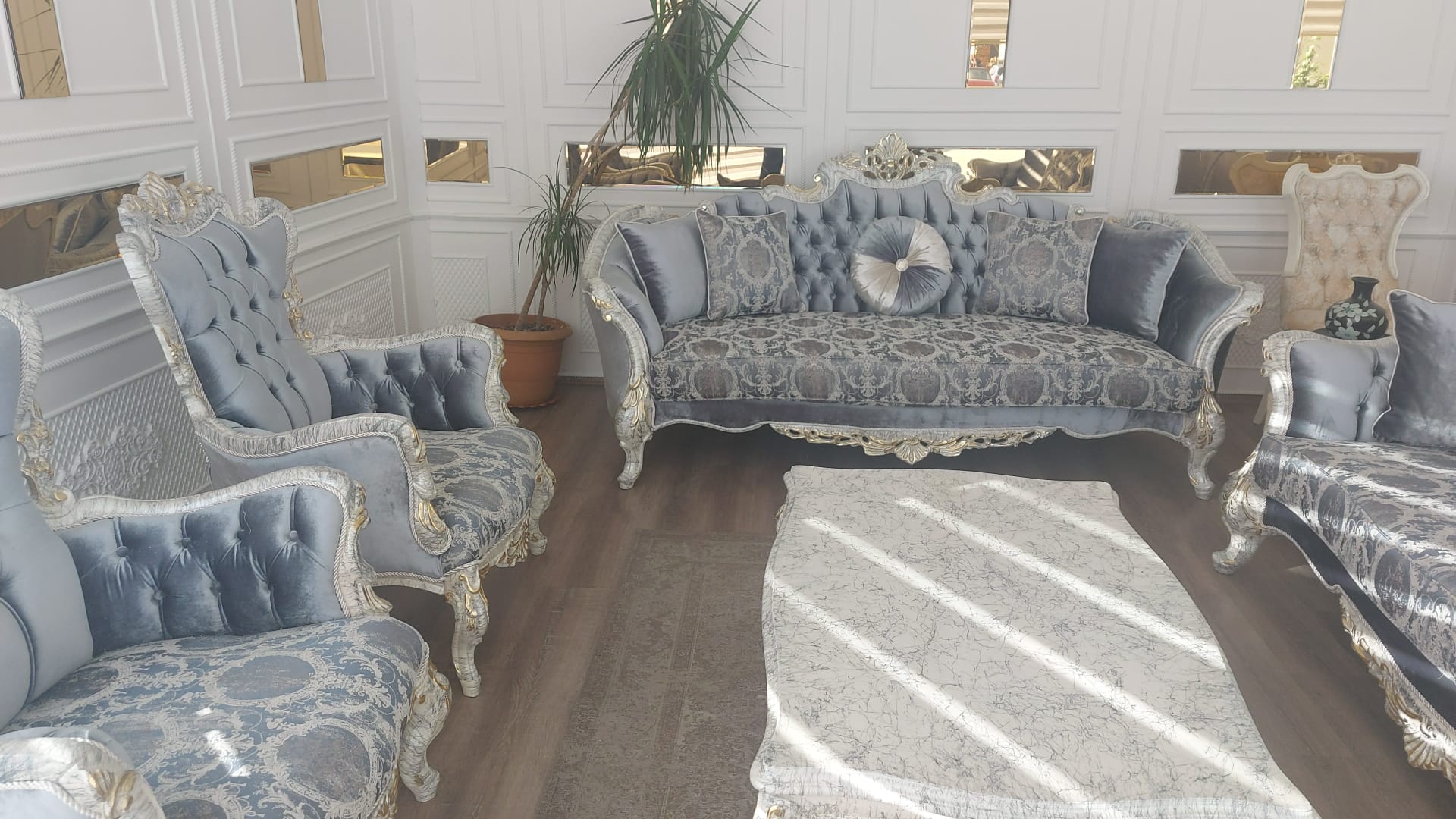 Klassische Chesterfield Barock Couch Wohnzimmer Möbel Komplett Set 3+1 Sitzer Sofort