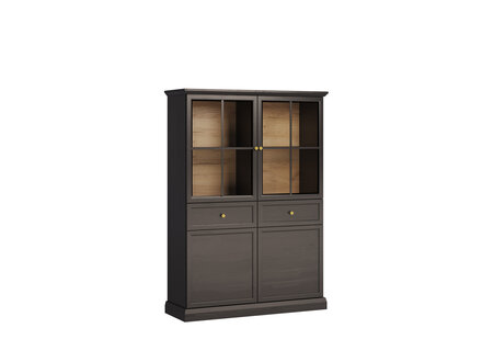 Buffetschrank Vitrinenschrank Küchenanrichte Glasvitrine 2 Schubladen