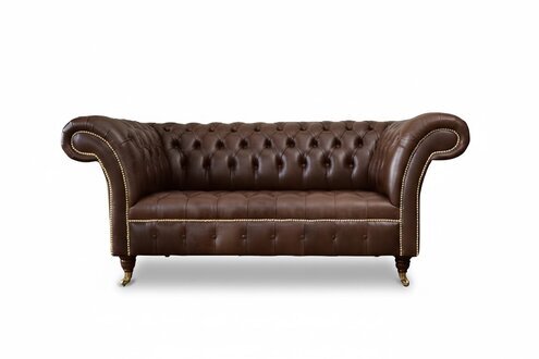 Sofa 2 Sitzer Couch Polster Sofa Braun Chesterfield Sofas 100% Leder Sofort