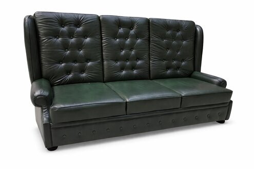 Wohnzimmer Sofa 3 Sitzer Schwarz-Grün Leder Sofas Design Sofort