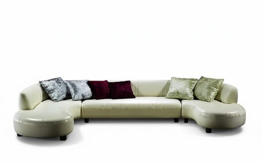 Chesterfield Ecksofa U-Form Luxus Couch Ledersofa Sofas Weiß Modern Sofort
