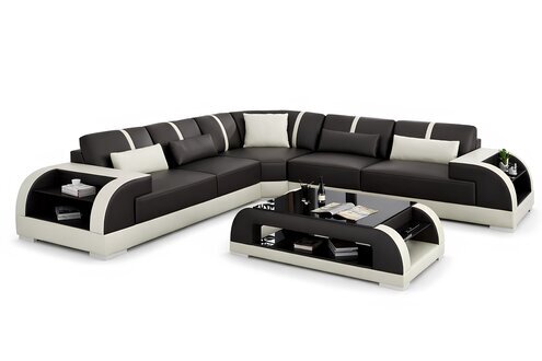 Ledersofa Designersofa Design Braun Weiß Ecksofa Sofa Couch Eckcouch Neu Sofort