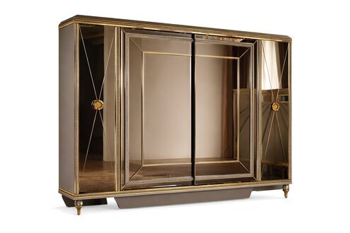 Kleiderschrank Schlafzimmer Schrank Luxus Schränke Viertürig Gold Spiegel Sofort