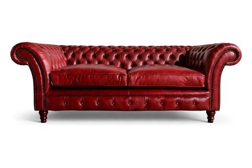 Bordaux 3 Sitzer Chestrerfield Leder Sofa Polster Garnitur 100% Leder Sofort