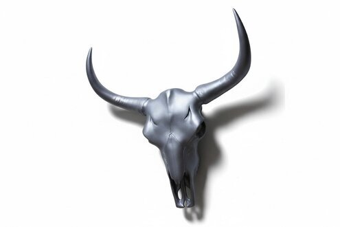 Stierkopf Schädel Hörner Silber Metall Kuhschädel Kuh Stier Kopf Bulle Sofort