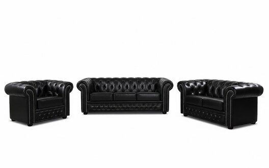 Chesterfield Sofa Set 3+2+1 Couch Polster Sitz Komplett Set 100% Leder Sofort
