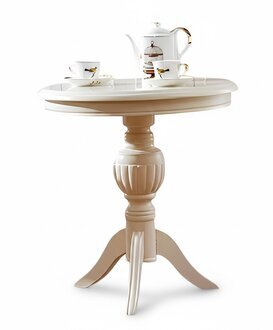 Hochwertiger Runder Holz Beistelltisch Klassische Wohnzimmertische Weiß Sofort