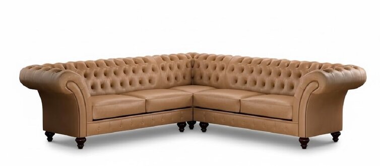 Edle Chesterfield Couch Braune Sofa Eck Couch Garnitur 100% Leder Sofort