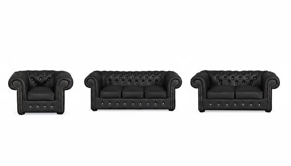 Chesterfield Sofagarnitur Sofa Couch Sitz 3+2+1 Garnitur Kristallsteine Sofort
