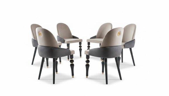 Esszimmer Garnitur Lehn Samt Textil Stuhl 6x Stühle Gruppe Set Holz Sofort