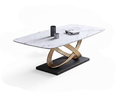 Luxus Tisch Metall Esstisch Mega Design Tische Edelstahl Marmor Imitat Esstisch Sofort