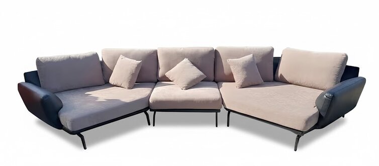 Modern U-Form Ecksofa Beige Wohnzimmer Sitz Möbel Textil Sofa Couch SOFORT