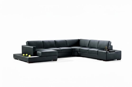 Ecksofa Schwarz U-Form Luxus Stil Modern Wohnzimmer Sofa SOFORT