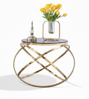 Designer Metall Edelstahl Wohnzimmer Kunstmarmor Beisteltisch Luxus Sofort
