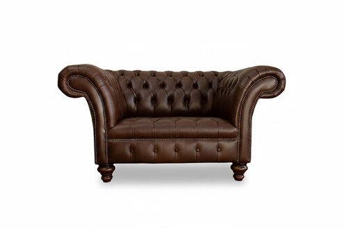 Design Chesterfield Stoff Couch Sessel 1.5 Sitz Polster Sofas 100% Leder Sofort