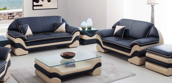 Ledersofa Couch Wohnlandschaft 3+2 Sitzer Design Sofa Klassische Garnitur Sofort