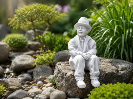 Junge Sitzende Figur Statue Figuren Skulptur Statuen Garten Dekoration