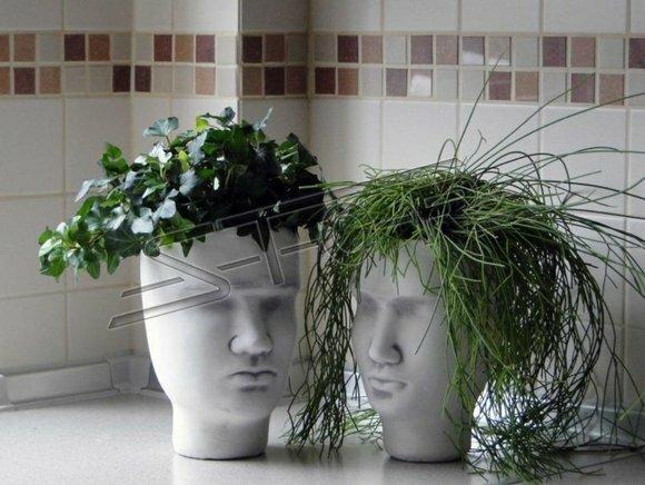 Design Blumentopf Top Planz Kübel Gefäß Töpfe Figur Gesicht Skulptur