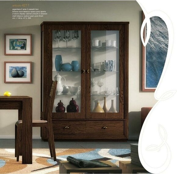 Vitrine Luxus Schaufenster Vitrinen Glas Schrank Modern Holz Grau Regal