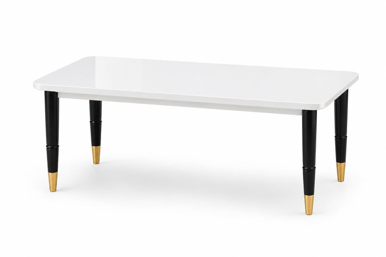 Eleganter Design Tisch Weiß Gold Beine Modern Wohnzimmer Sofort